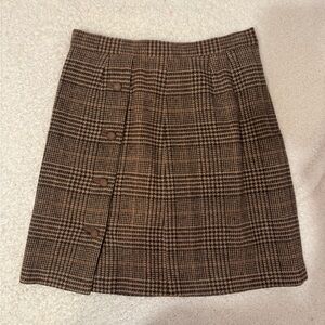 Authentic Vintage Plaid + houndstooth Brown Women's pencil + mini Skirt